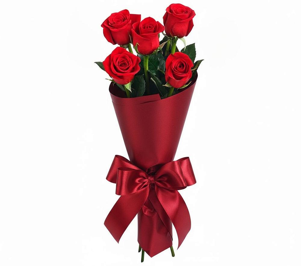 Букет 5 Красных роз Эдлесс Лав в Пяозерский