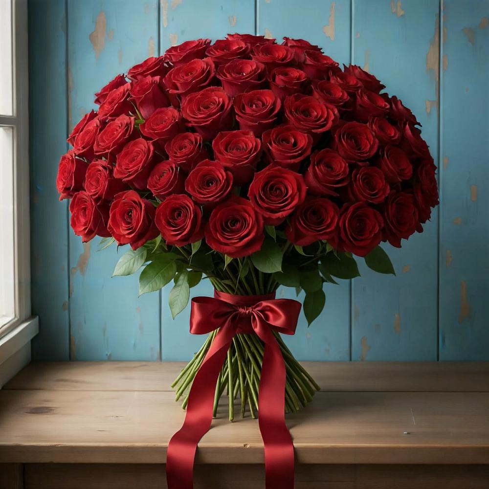 Букет Красные розы Блэк Меджик в Пяозерский