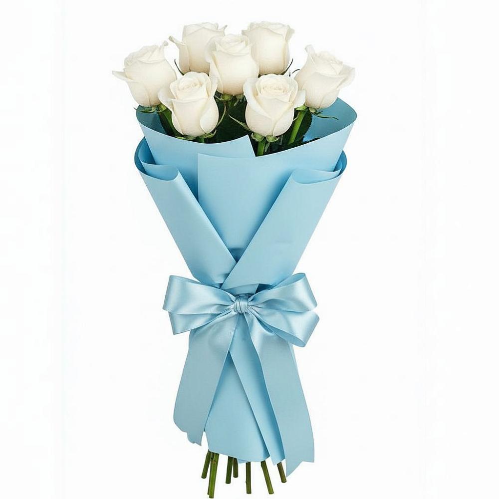 Букет 7 белых роз Проуд в Пяозерский