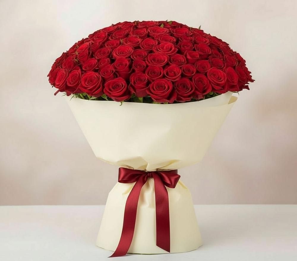 Букет 101 Красная роза Милано в Пяозерский