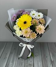 Букет цветов из:  Розы, Герберы и Хризантемы #REPLACE_PRED# Пяозерский