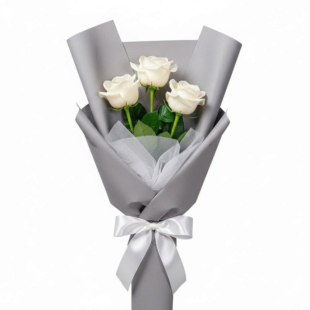 Букет 3 белые розы в Пяозерский