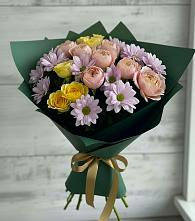 Букет цветов из:  Хризантемы и Розы в Пяозерский