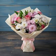 Букет цветов из:  Хризантемы, Альстромерии и Розы в Пяозерский