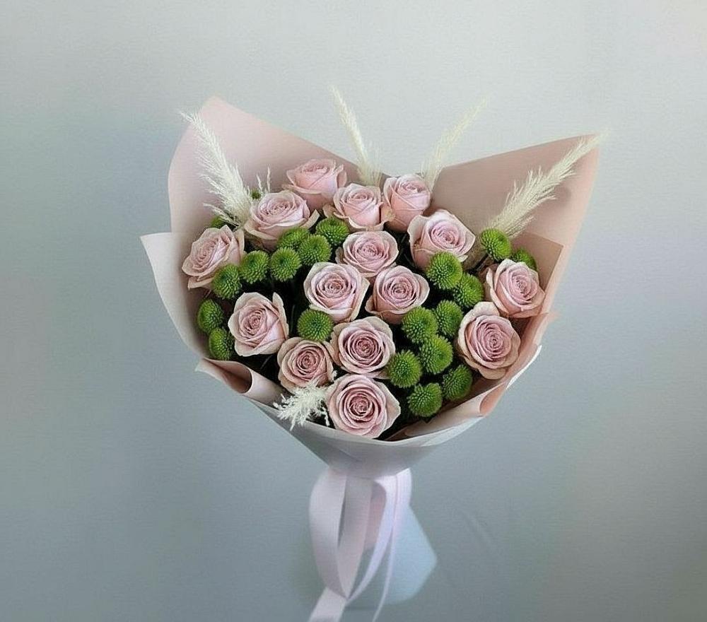 Букет цветов из: Розы и Хризантемы в Пяозерский