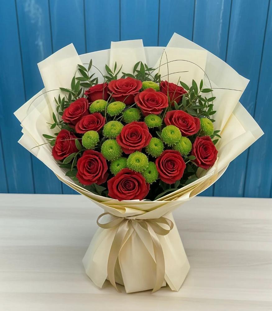 Букет цветов из: Розы и Хризантемы в Пяозерский