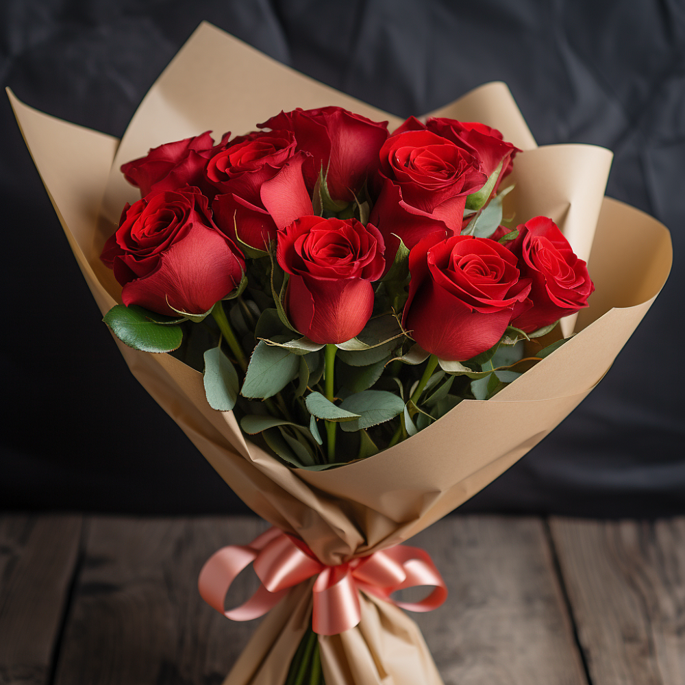Букет 9 Красных роз в Пяозерский